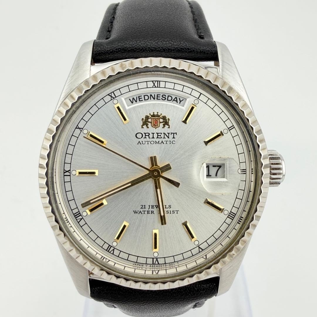 希少 状態良好品 ORIENT オリエント 46E701-91 デイデイト シルバー メンズ 自動巻き 腕時計拍卖
