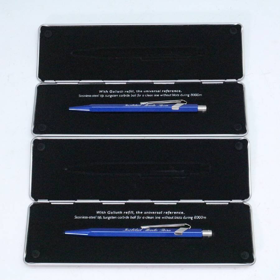 カランダッシュ 849コレクション ボールペン2本セット 青インク 缶ケース付き CARAN d'ACHE 高級筆記用具◆475f15拍卖