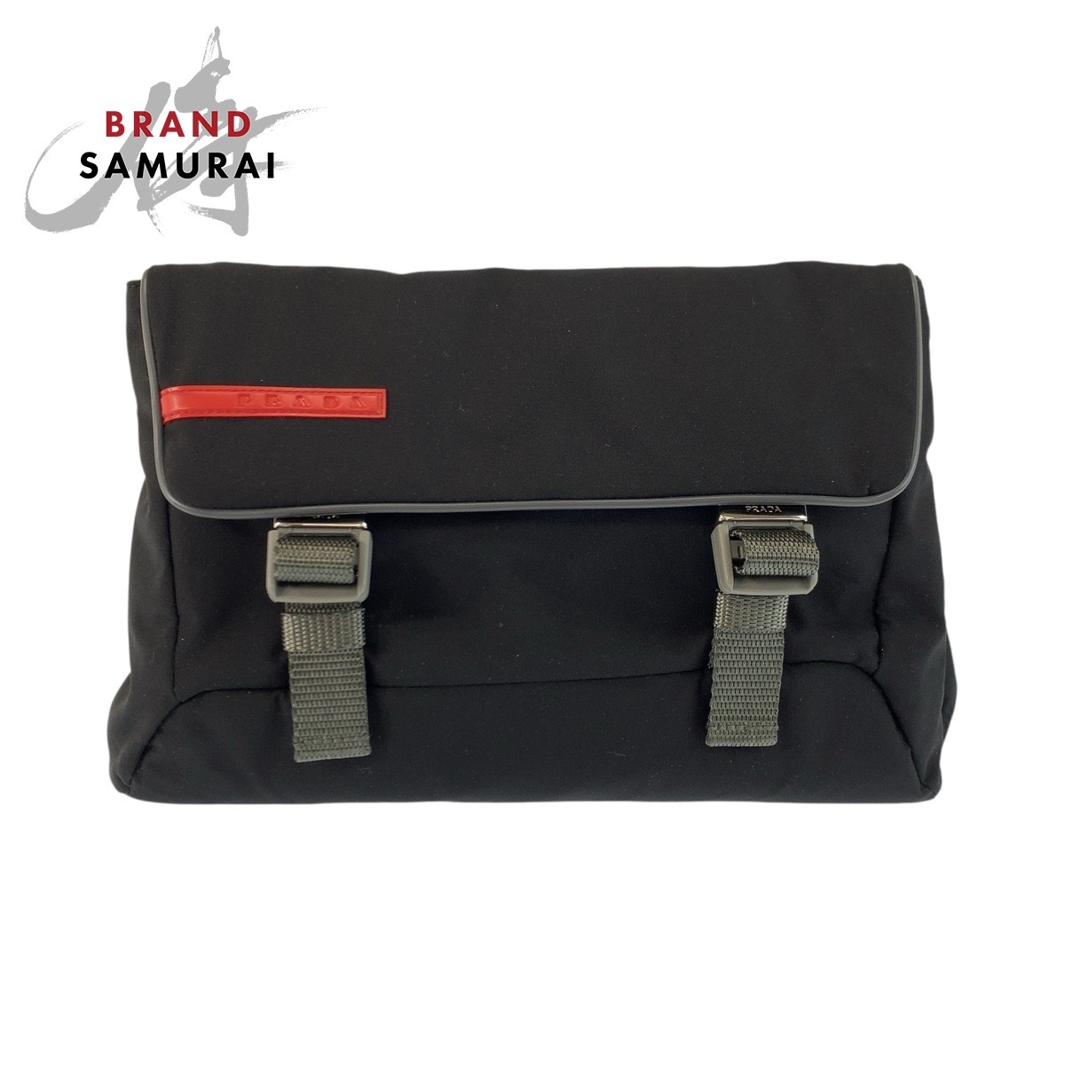 美品 PRADA プラダ プラダスポーツ ブラック グレー シルバー金具 ナイロン ボディバッグ ウエストポーチ バムバッグ レディース 602834拍卖
