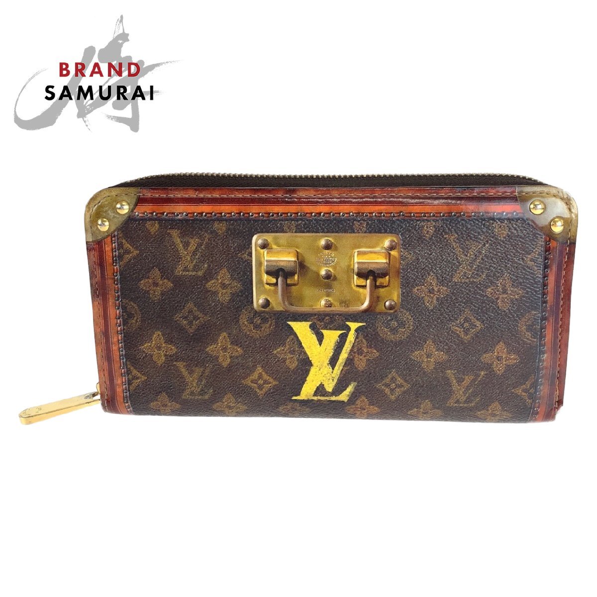 LOUIS VUITTON ルイヴィトン モノグラム トランクタイム ジッピーウォレット ブラウン ゴールド金具 M52746 長財布 504541拍卖