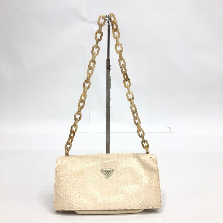 PRADA プラダ ショルダーバッグ チェーンハンドル パイソン 25 ギャランティカード付き【EHAC0028】拍卖