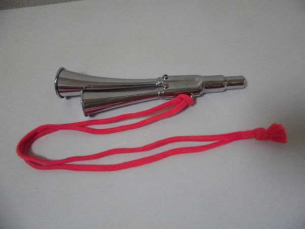 ◆チアホーン◇2連◆応援グッズ◇音出しOK◆笛 金属製拍卖