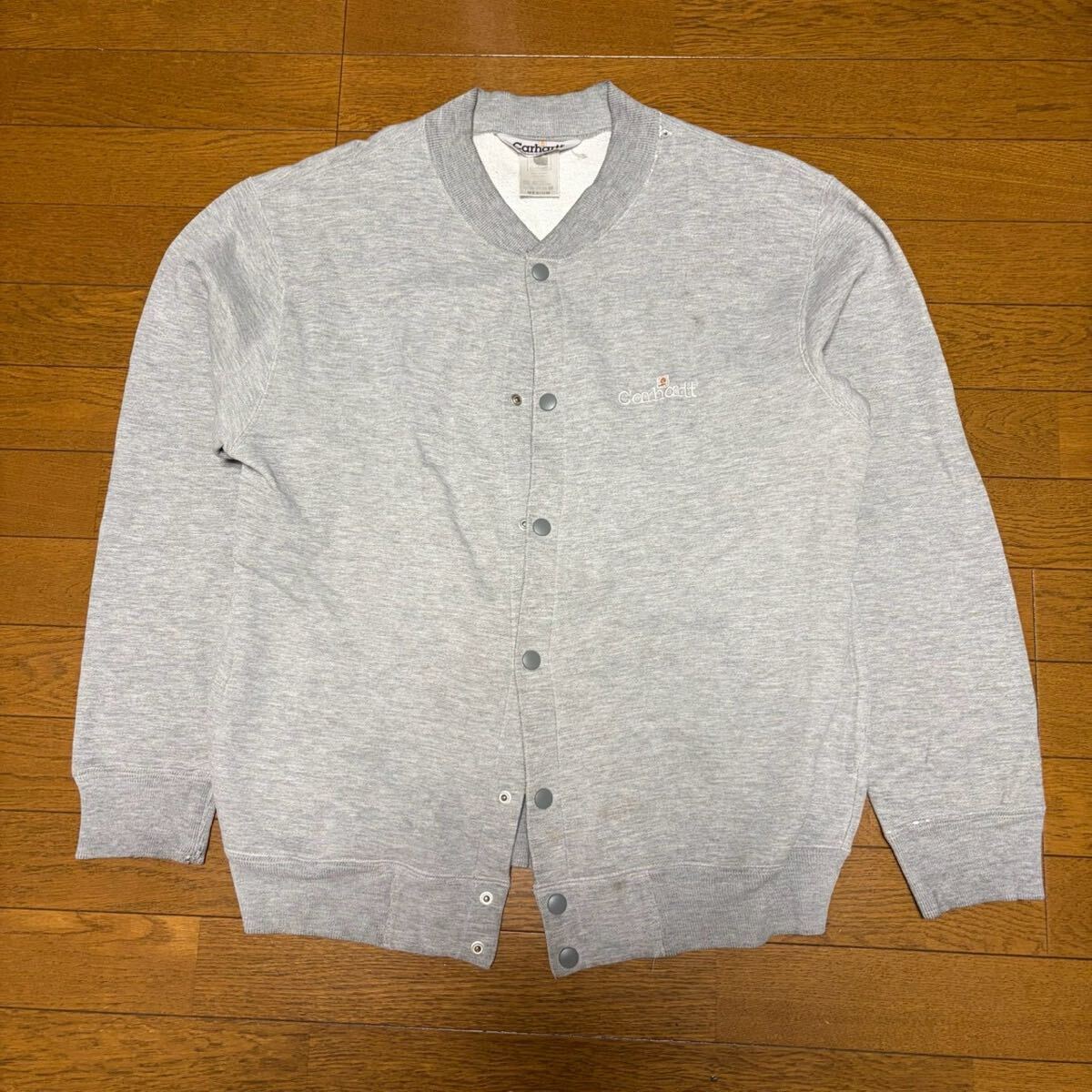 00s Carhartt Mサイズ スウェット カーディガン グレー 綿 スナップボタン スタジャン トレーナー ジャケット カーハート拍卖