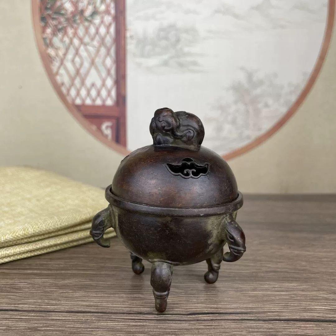 銅製 香炉 象炉 祥雲香炉 茶道香炉 仏檀香炉 香道具 工芸品 置物拍卖