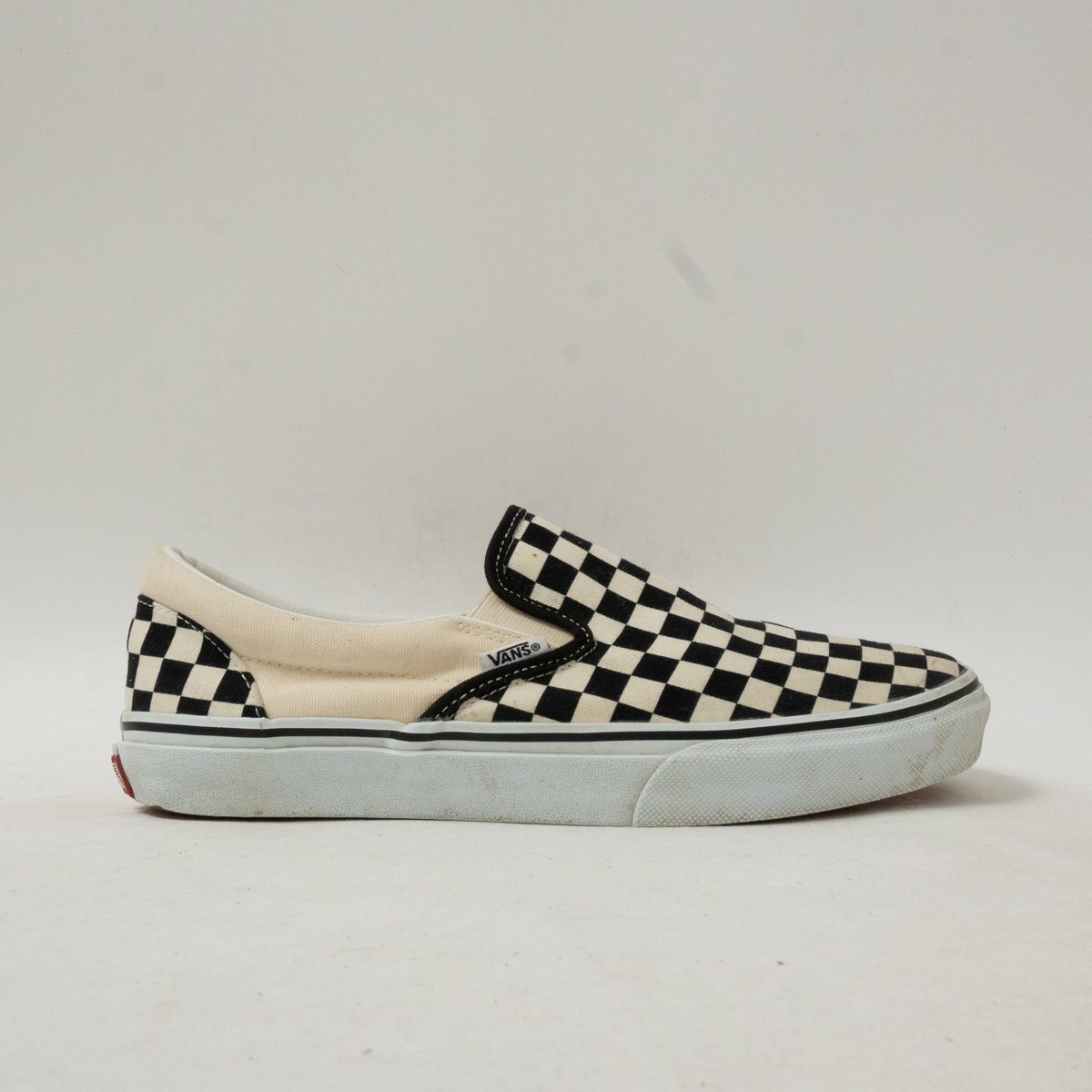VANS ヴァンズ バンズ V98CLA US9 27cm SLIP ON スリッポン キャンバス ワッフルソール チェッカーボード ホワイト ブラック メンズ拍卖
