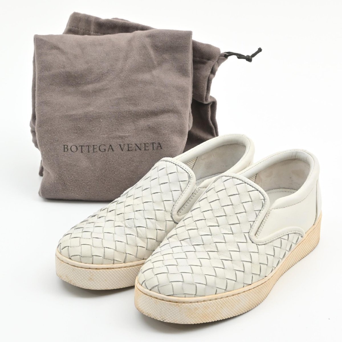 ボッテガヴェネタ イントレチャート スリッポン ホワイト BOTTEGA VENETA拍卖