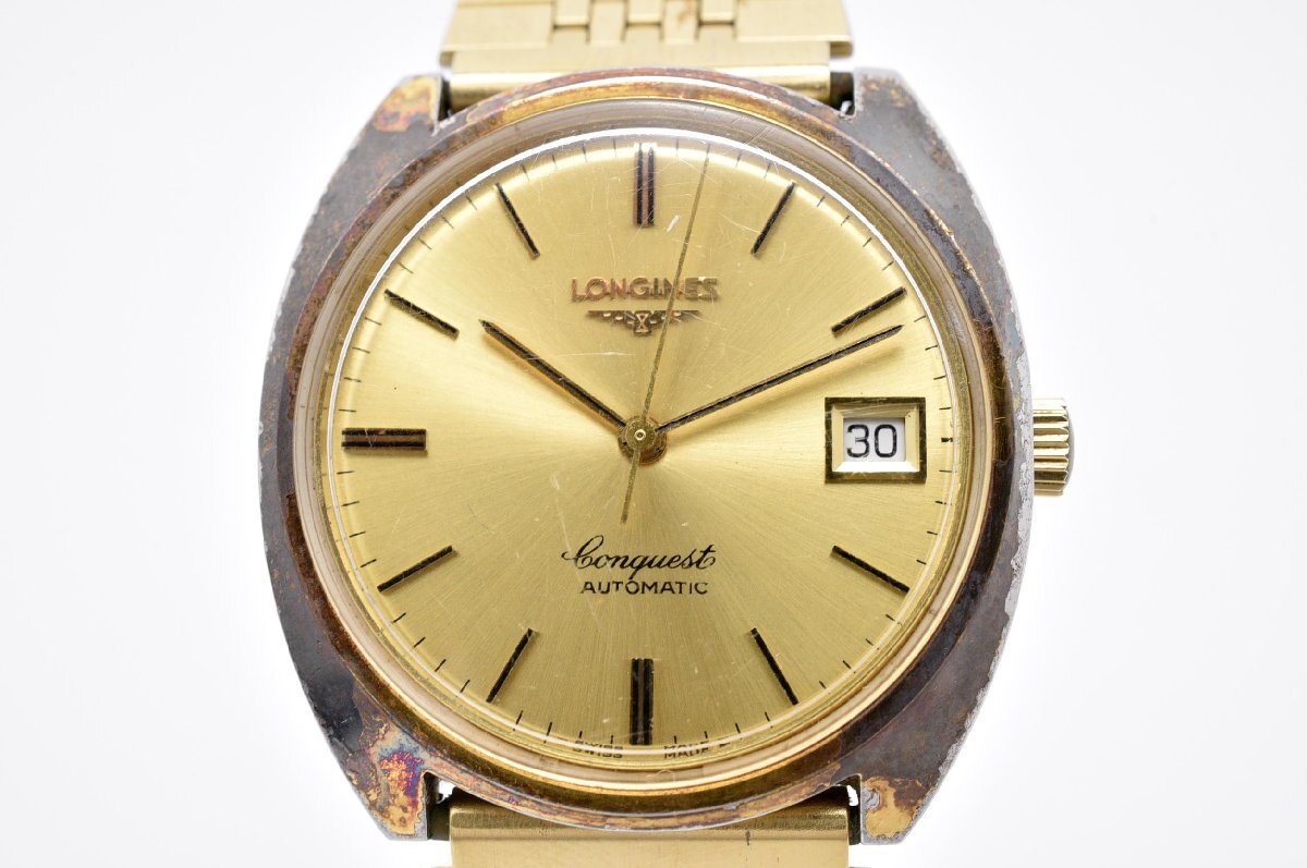 LONGINES ロンジン CONQUEST コンクエスト 41-9016 ゴールド 3針 ラウンド ステンレス Automatic 腕時計 デイト拍卖