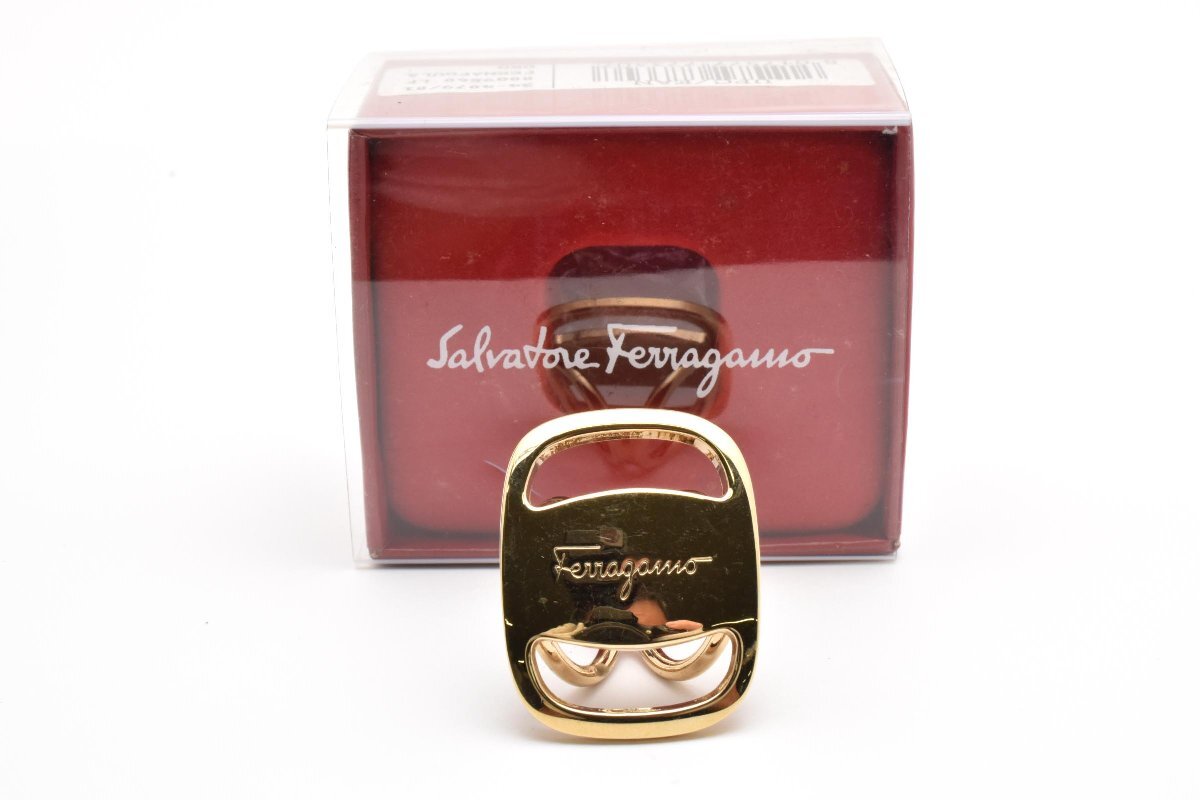 箱付き フェラガモ スカーフリング ゴールドカラー Salvatore Ferragamo拍卖