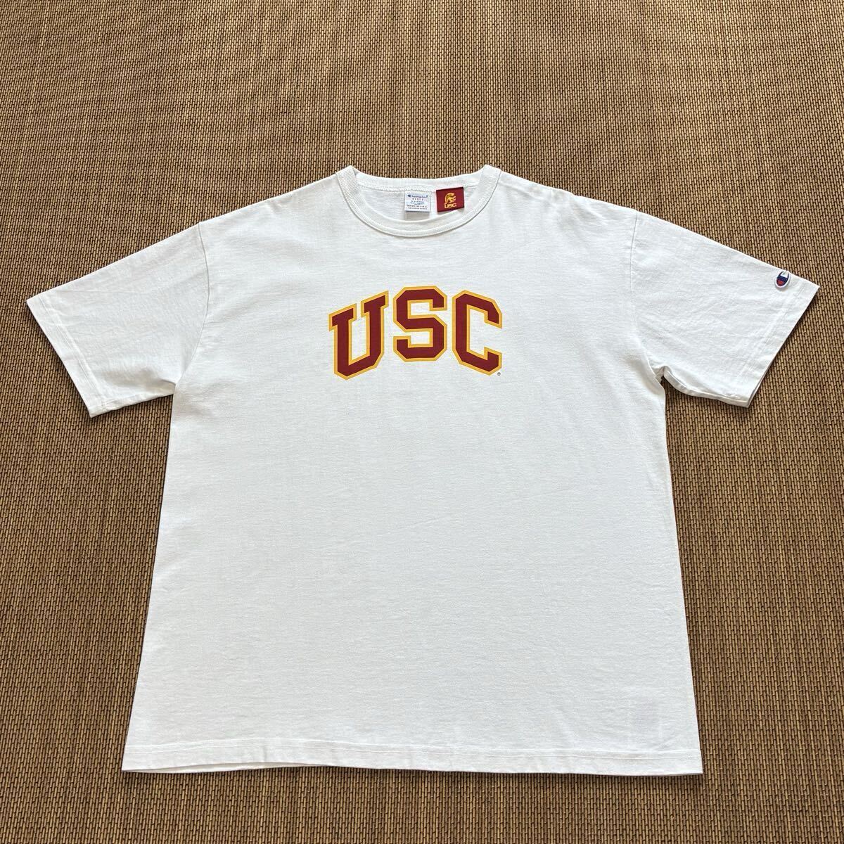 デッドストック☆ビッグサイズ USA製 チャンピオン USC Tシャツ XL 白 ビンテージ プリント HEAVY WEIGHT JERSEY コットン アメリカ製拍卖