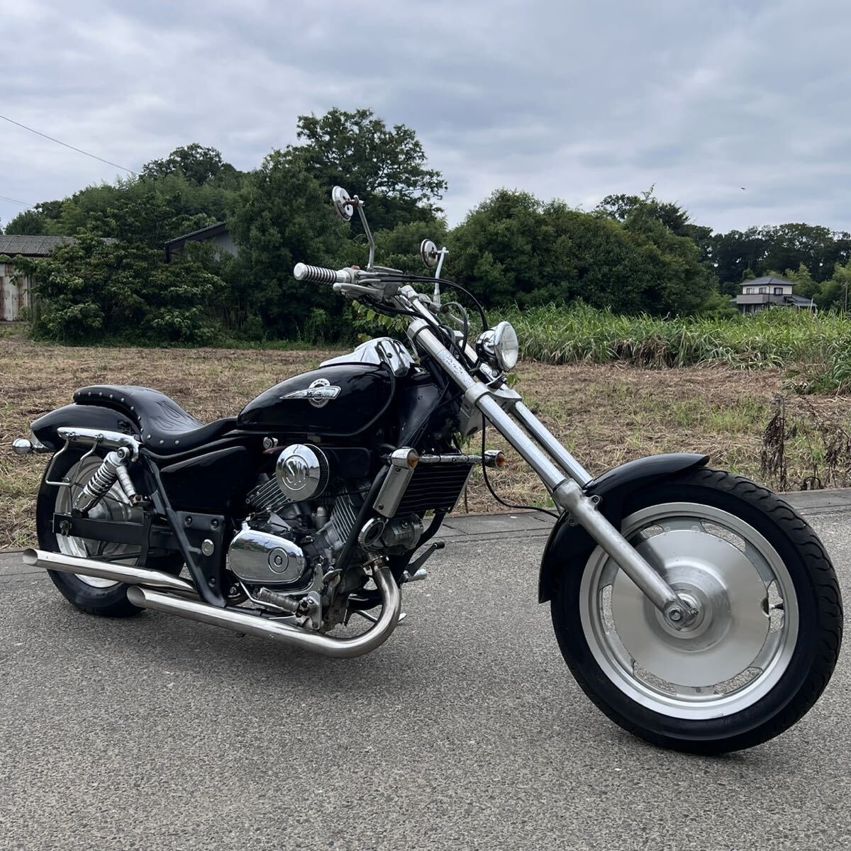 ホンダ マグナ250 MC29 実動 書あり 超カスタム ローダウン マニア 現状車両 フロントフォーク長 低走行 5532km 検) TW TR ビラーゴ 250拍卖