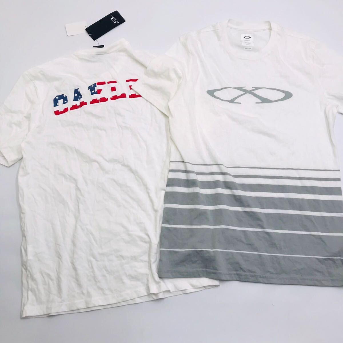 オークリー コットンTシャツ ホワイト OAKLEY B1B FLAG SS 100 WHITE 457329 100 42815 サイズS 2枚組セット拍卖
