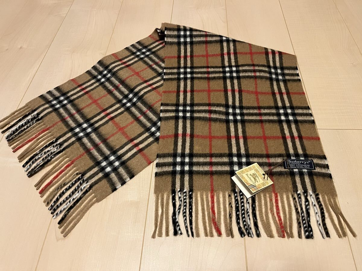 BURBERRY バーバリー マフラー カシミア100% キャメル タグ付き未使用品 送料無料!拍卖