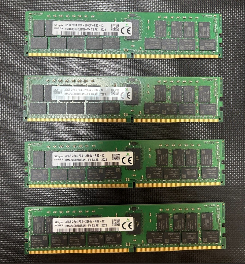 SK hynix 32GBx4枚セット PC4-2666V ECC Registered 中古拍卖