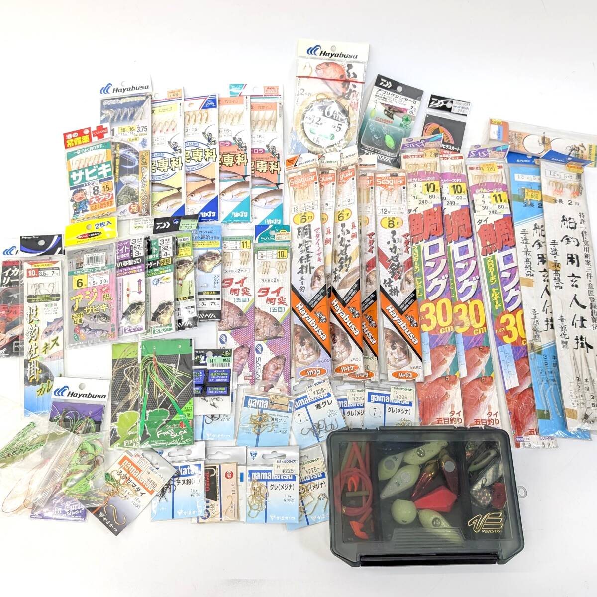 【1円〜】がまかつ ハヤブサ等 釣具 仕掛け 針 大量まとめ売り タックルボックス付 真鯛/グレ/アジ/チヌ 船/磯拍卖