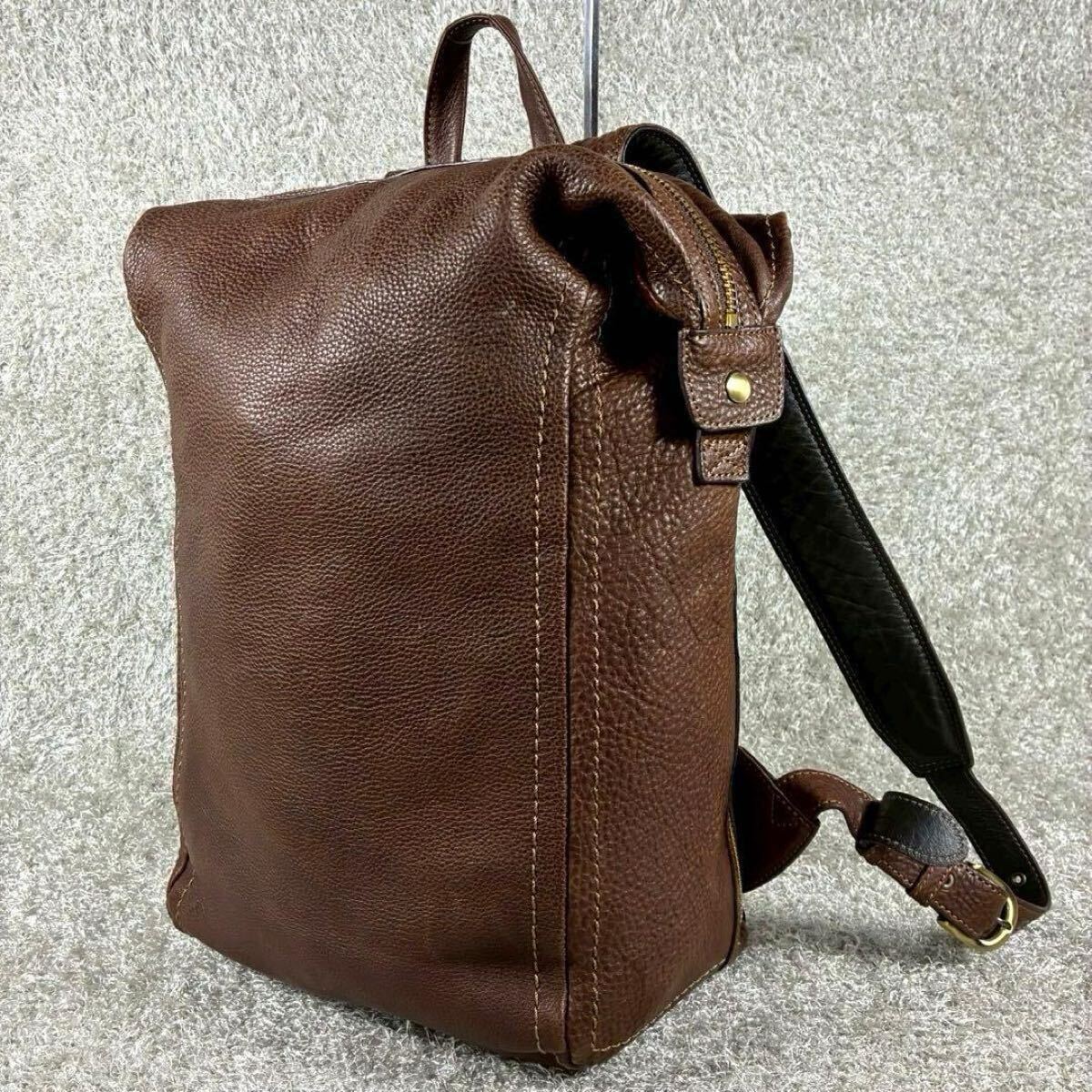 1円〜 美品 定価11万 土屋鞄 トーンオイルヌメ ソフトミディアム バックパック リュック レザー 本革 ツチヤカバン ブラウン A4収納可 拍卖