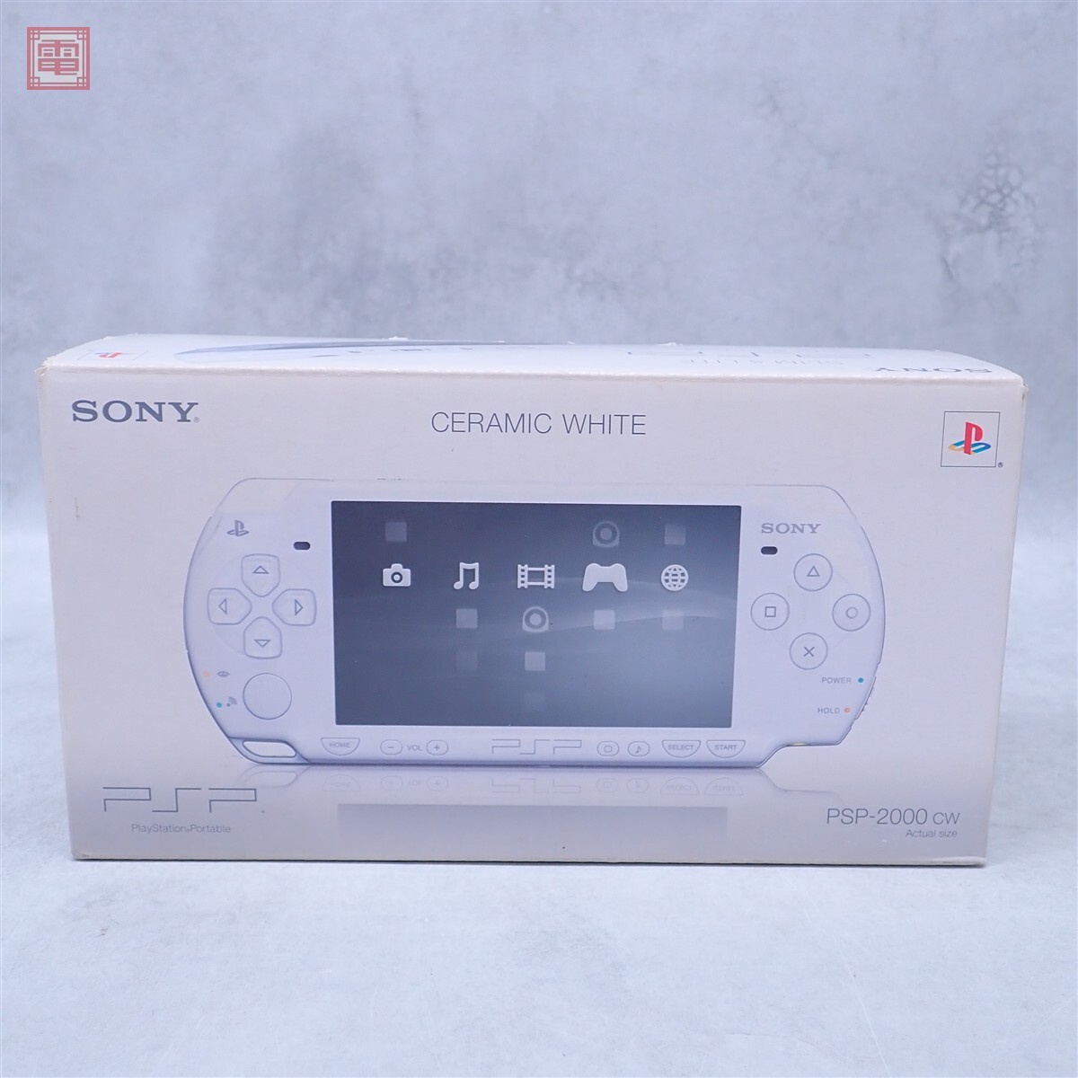 動作品 PSP 本体 PSP-2000 セラミックホワイト 箱付 難有【10拍卖