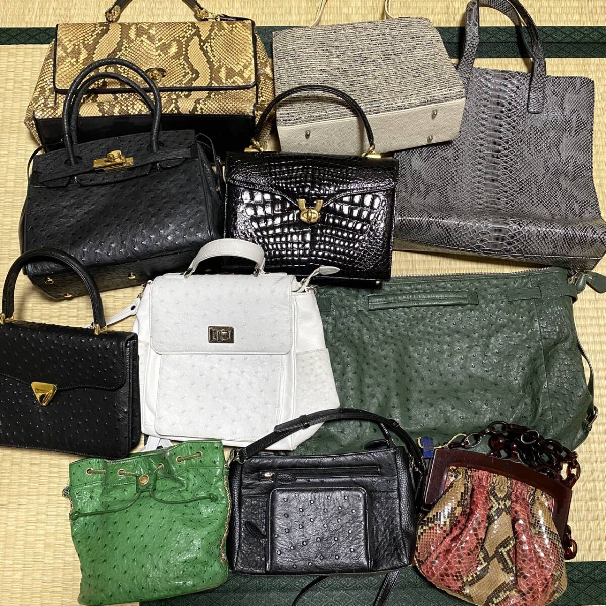 1円~ まとめ売り エキゾチック レザー 11点セット クロコダイル オーストリッチ パイソン トート ハンド ショルダー カバン バッグ拍卖