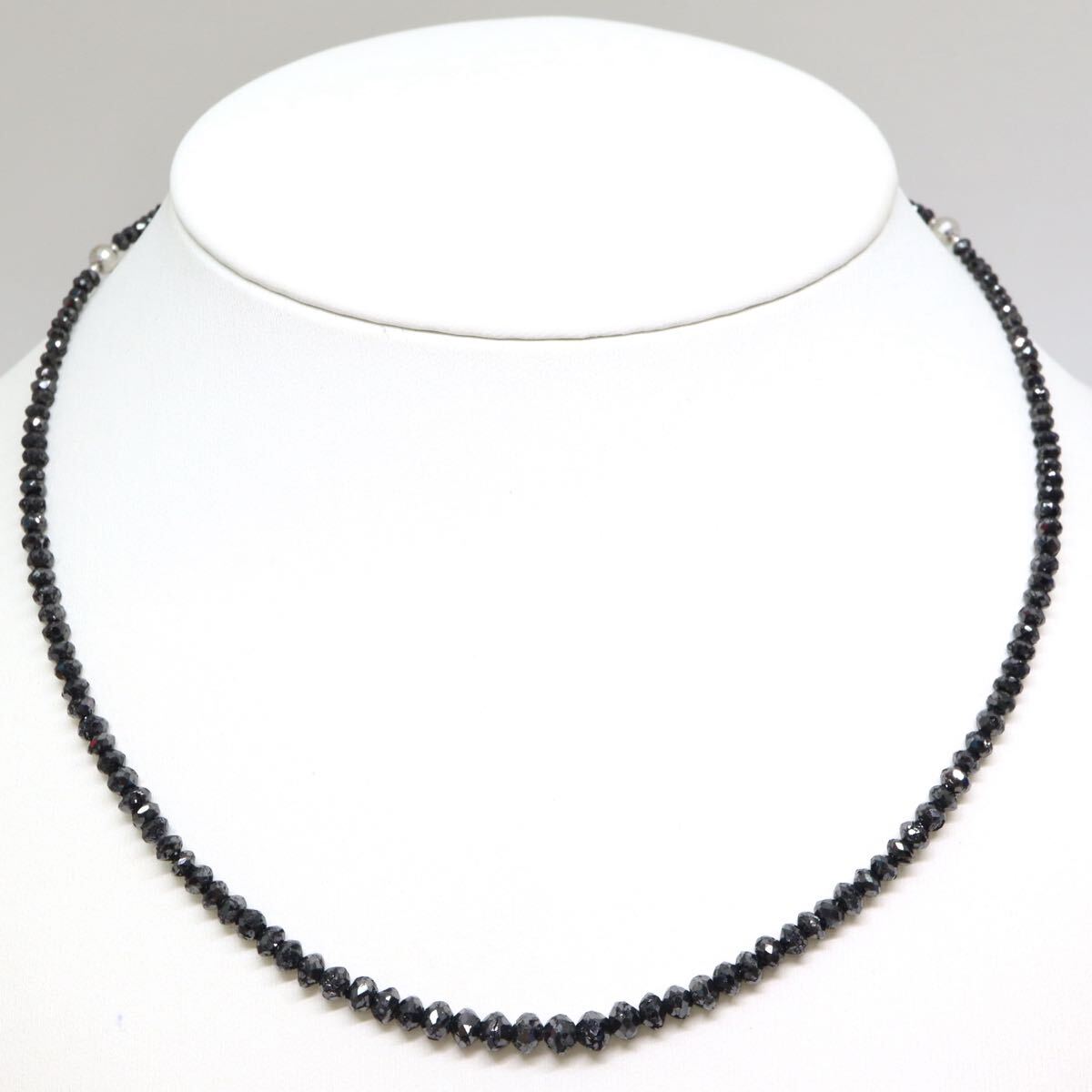 K18WG!!◆天然ブラックダイヤモンドネックレス◆A 約8.2g 約40.0+5.0cm 30.00ct black diamond necklace jewelry ジュエリー EA8/EB1 X248拍卖