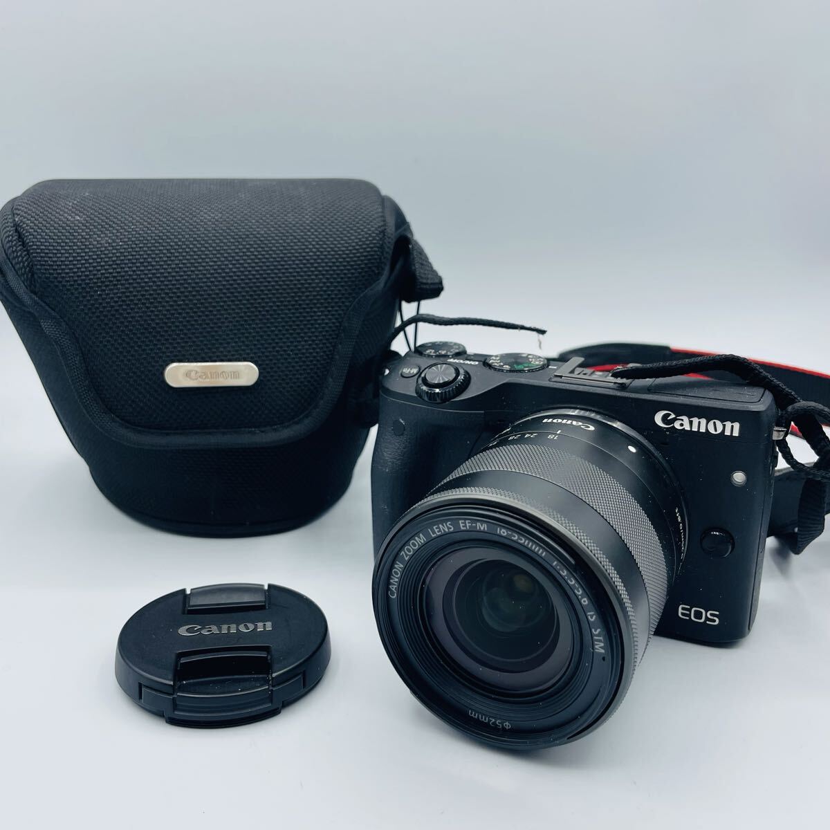【sg/7.23/10】 Canon キャノン ミラーレス一眼 EOS M3 レンズキット CANON ZOOM LENS EF-M 18-55mm 1:6.5-5.6 IS STM ケース付き拍卖