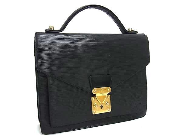 1円 LOUIS VUITTON ルイヴィトン M52122 エピ モンソー ワンハンドル ハンドバッグ レディース メンズ ノワール ブラック系 FW6750拍卖