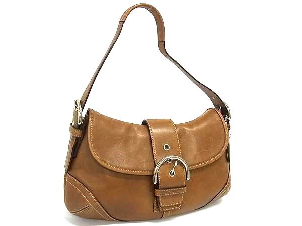 1円 COACH コーチ 9248 レザー ワンショルダーバッグ 肩掛けかばん レディース ブラウン系 HB3165拍卖