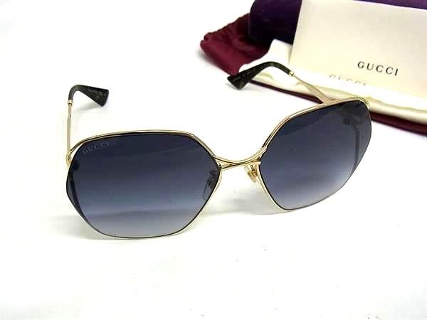 1円 ■美品■ GUCCI グッチ GG0818SA サングラス 眼鏡 めがね メンズ レディース ゴールド系 HE2155拍卖
