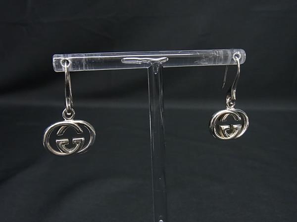1円 ■美品■ GUCCI グッチ インターロッキングG SV925 フック式 ピアス アクセサリー レディース シルバー系 HE1789拍卖