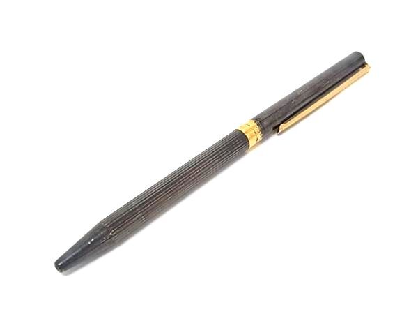 1円 S.T.Dupont エス・テー・デュポン ツイスト式 ボールペン 筆記用具 文房具 ステーショナリー シルバー系×ゴールド系 HE1994拍卖