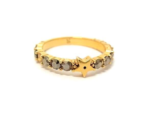 1円 ■美品■ ChristianDior ディオール ヴィンテージ ラインストーン リング 指輪 アクセサリー 表記サイズ S (約9号) ゴールド系 BR5058拍卖