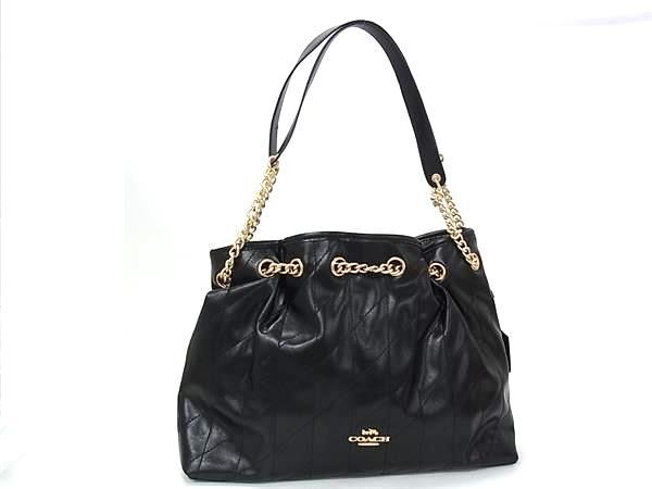 1円 ■新品同様■ COACH コーチ CDR00 エヴリン レザー トートバッグ ショルダー 肩掛けかばん レディース ブラック系 HE2122拍卖