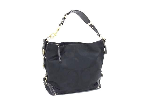 1円 ■美品■ COACH コーチ 10620 シグネチャー キャンバス ハンドバッグ ショルダー 肩掛け レディース ブラック系 HE1851拍卖