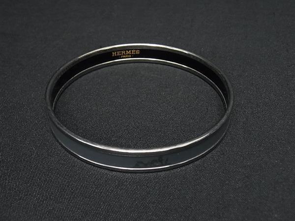 1円 ■美品■ HERMES エルメス エマイユPM カレーシュ 七宝焼き バングル アクセサリー グレー系×シルバー系 HE2463拍卖