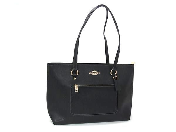 1円 ■新品同様■ COACH コーチ CCD71 ステーション レザー トートバッグ ショルダー 肩掛けかばん レディース ブラック系 HE2104拍卖