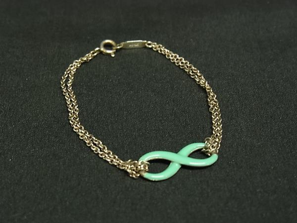 1円 TIFFANY&Co ティファニー インフィニティ SV925 ダブルチェーン ブレスレット アクセサリー シルバー系×ティファニーブルー FY4202拍卖
