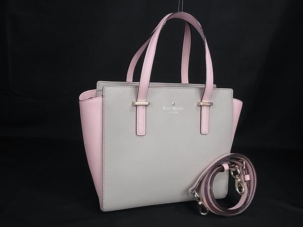 1円 ■美品■ kate spade ケイトスペード PXRU5491 レザー 2WAY クロスボディ ハンドバッグ ショルダー グレージュ系×ピンク系 HE1896拍卖
