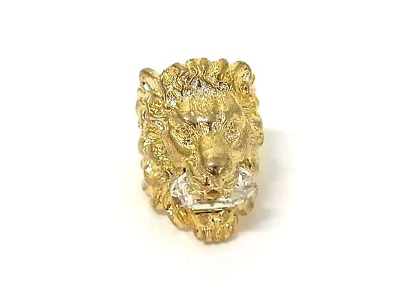 1円 ■美品■ GUCCI グッチ ライオンヘッド リング 指輪 アクセサリー 表記サイズ 10 (約9号) メンズ レディース ゴールド系 HE2308拍卖