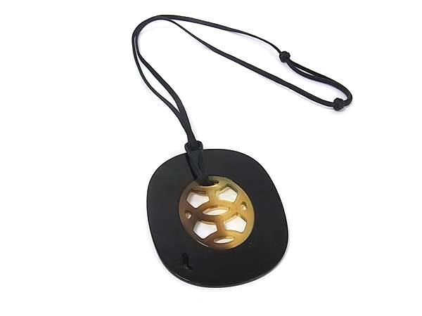 1円 HERMES エルメス リフトGM バッファローホーン×ラッカー ネックレス ペンダント アクセサリー レディース メンズ ブラック系 BQ6903拍卖