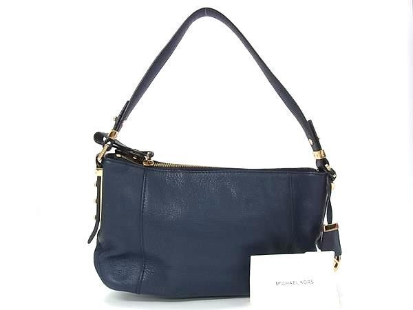 1円 ■美品■ MICHAEL KORS マイケルコース レザー ワンハンドル ハンドバッグ ショルダー 肩掛け レディース ネイビー系 HE1958拍卖