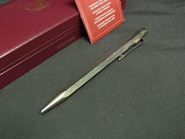1円 Caran d’Ache カランダッシュ ノック式 ボールペン 筆記用具 文房具 ステーショナリー レディース メンズ シルバー系 FY4667拍卖