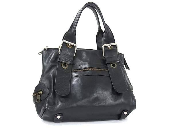 1円 Chloe クロエ レザー ハンドバッグ トートバッグ ショルダー 肩掛けかばん レディース ブラック系 FW7015拍卖