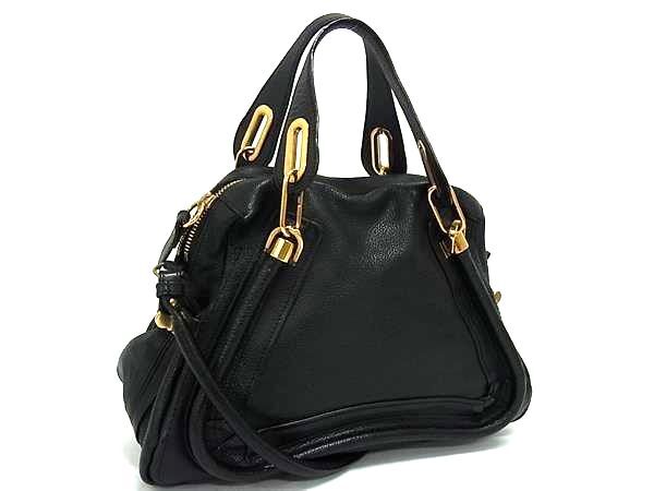 1円 ■美品■ Chloe クロエ パラティ レザー 2WAY ハンドバッグ ショルダーバッグ 肩掛けかばん レディース ブラック系 FY3824拍卖