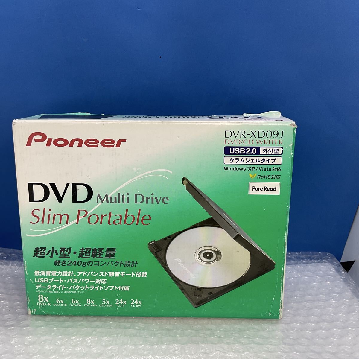 ◎(D3773) Pioneer DVR-XD09J DVD/CDライター 外付けポータブルDVDドライブ (辛3)拍卖