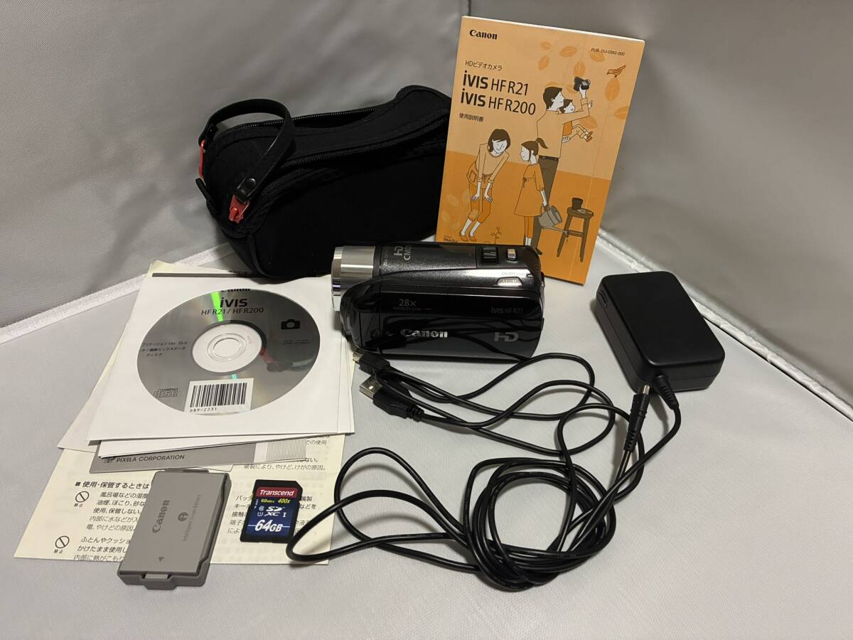 Canon キャノン iVIS HF R21 ブラック バッテリー2個 HD ビデオカメラ 中古拍卖
