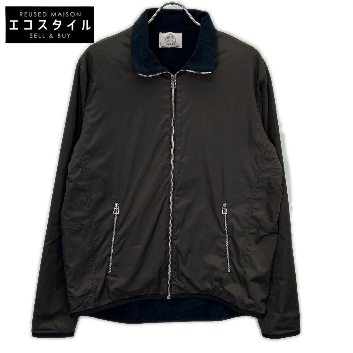 HERMES エルメス H800165E ブラウン 裏地フリース ナイロンジャケット ブラウン XL ジャケット ナイロン メンズ 中古拍卖