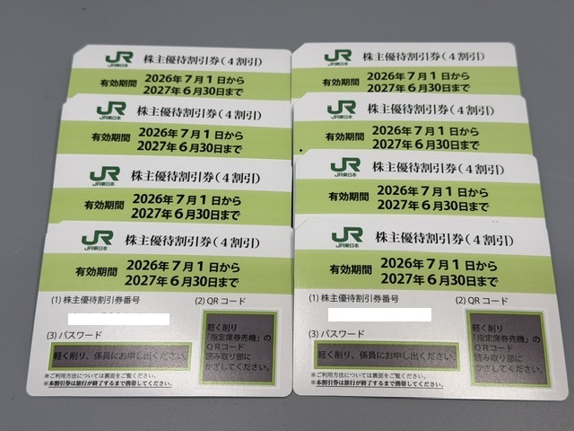 JR東日本 株主優待割引券(4割引) 2027年6月30日まで 8枚おまとめ拍卖