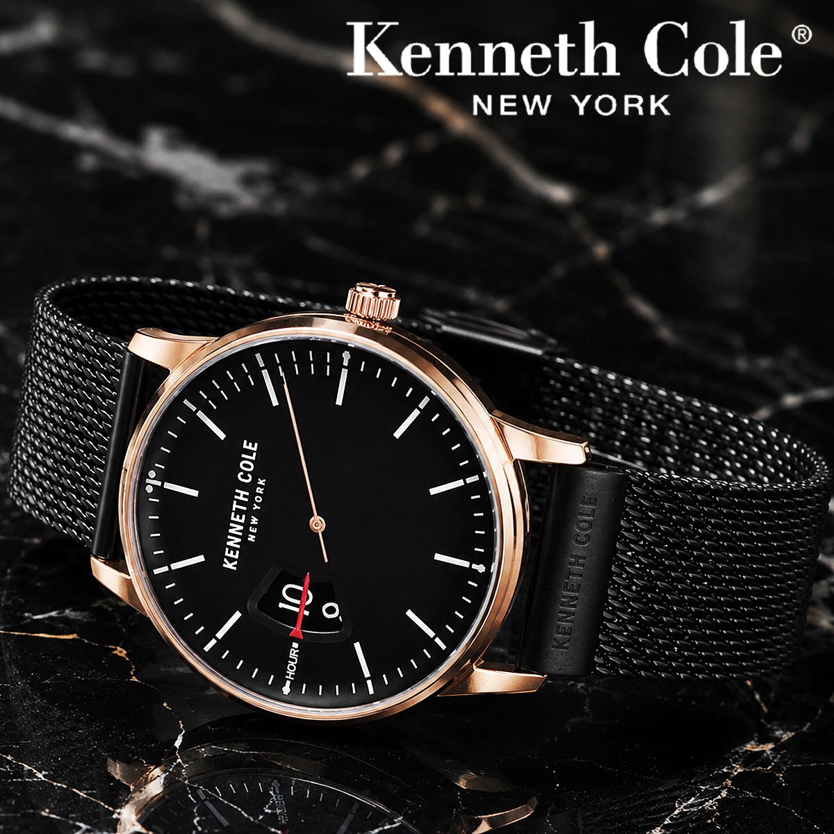 【珍しい1針時計】ケネスコール腕時計 ニューヨークブランド 新品1円 激レア日本未発売 KENNETH COLE メーカー完売で入手困難 全身黒塗拍卖