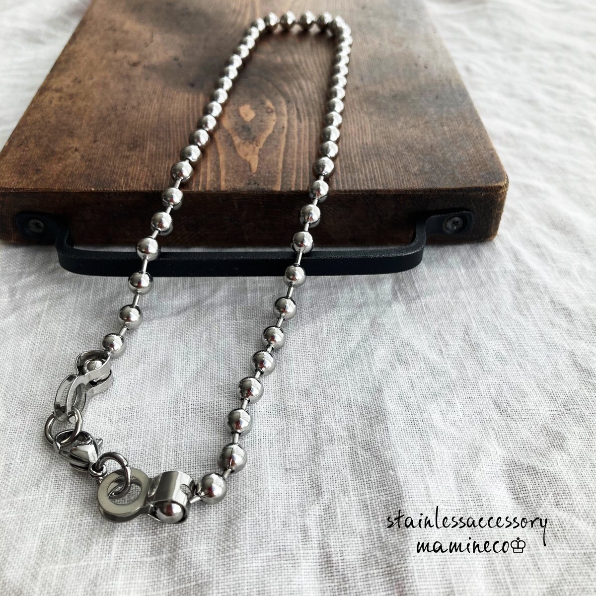 6mm幅 X 37cm ステンレス ボールチェーン ネックレス チョーカー拍卖