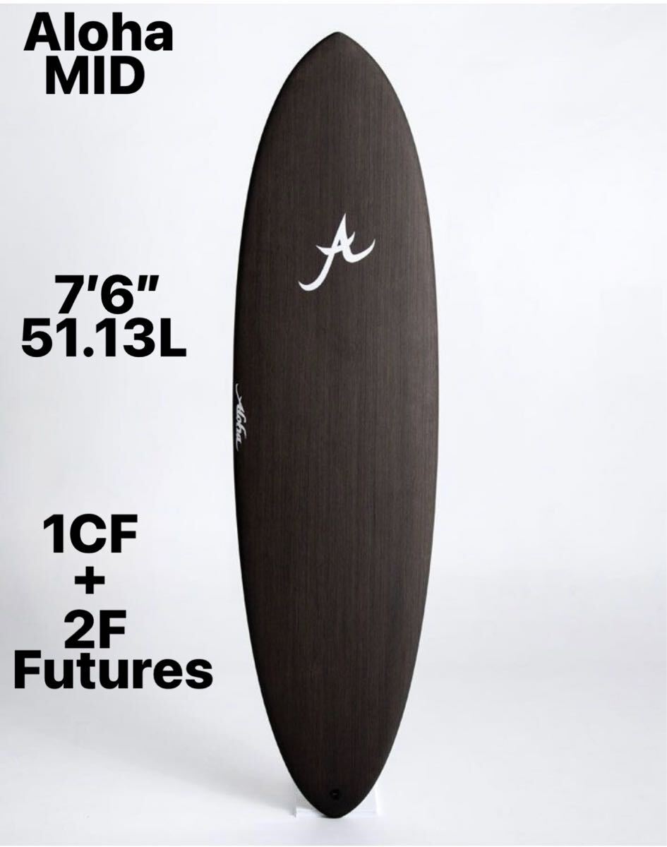 2025THE New Aloha Surfboards MID Black 7’6” 51.13L Futures EPS ECO SKIN拍卖