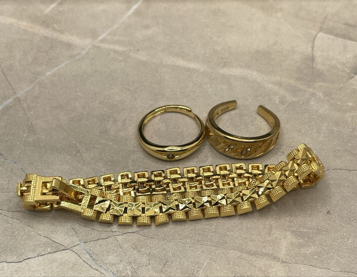 1円スタート まとめ K18 K24刻印 美品 ゴールド レディース メンズ ブレスレット アクセサリー ヴィンテージ チェーン 喜平 指輪拍卖
