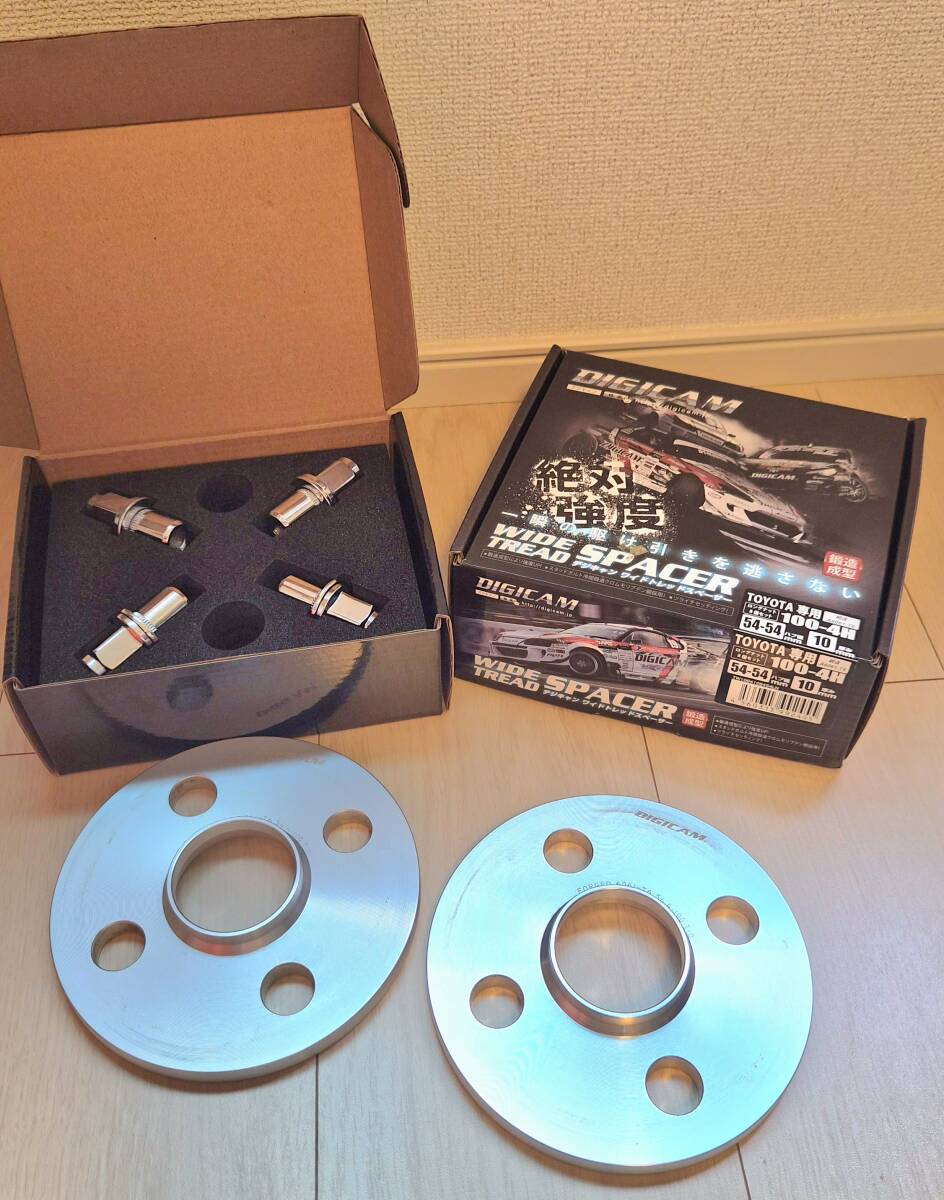 中古品 DIGICAM デジキャン 10mm 4穴PCD100 ハブ径54-54mm ワイトレ ロングナットセット トヨタ車専用 TW1004105454LN拍卖